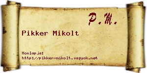 Pikker Mikolt névjegykártya